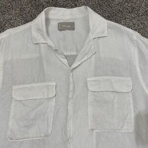 Everlane Shirt Size Medium 100% Linen Button Pocket Relax Camp Beach Preppy